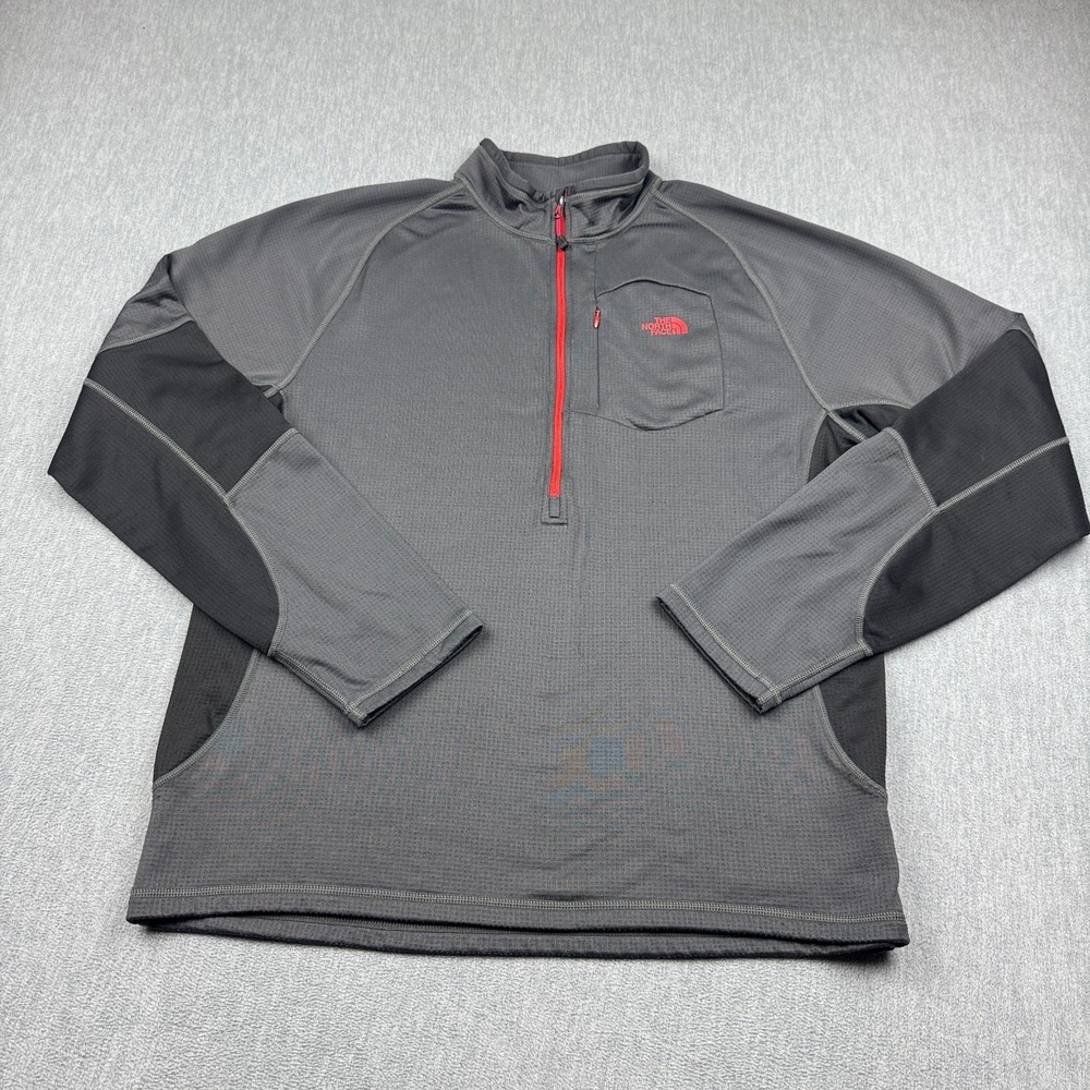 The North Face Sweater Mens Large Gray 1/4 Zip Pullover Knit Waffle Outdoors